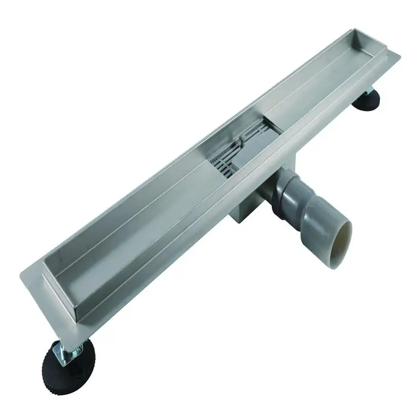 Linear Shower Drain with Vertical Outlet - linear shower drain by Movanty, 304 stainless steel bathroom drainage manufacturer