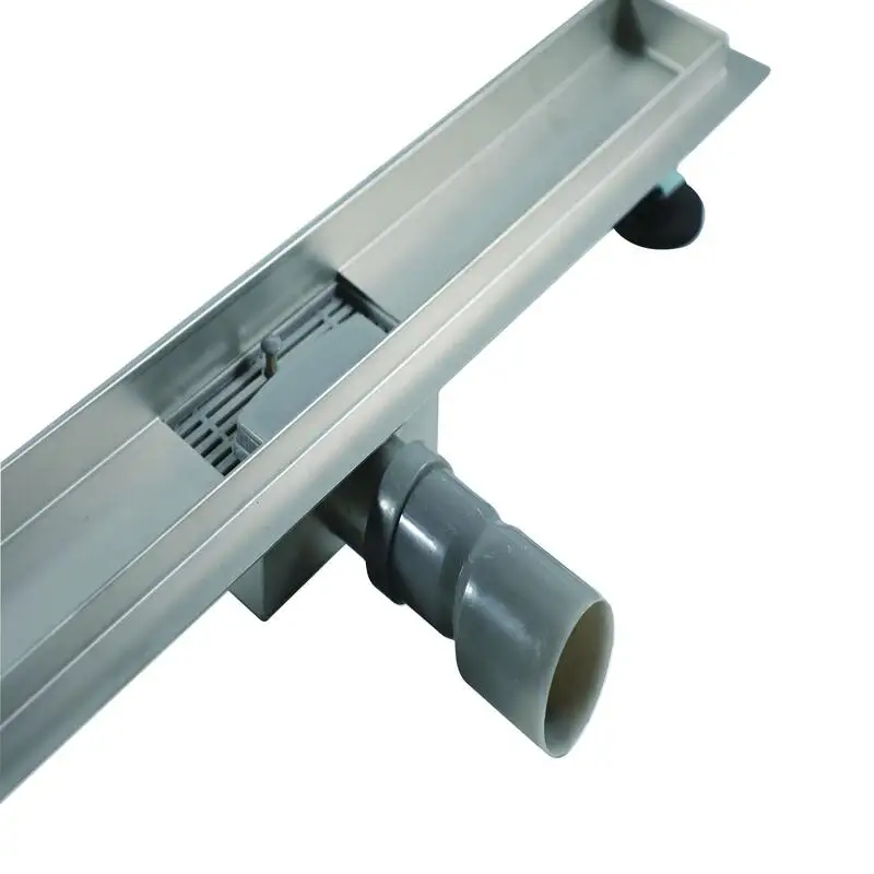 Linear Shower Drain with Vertical Outlet - linear shower drain by Movanty, 304 stainless steel bathroom drainage manufacturer