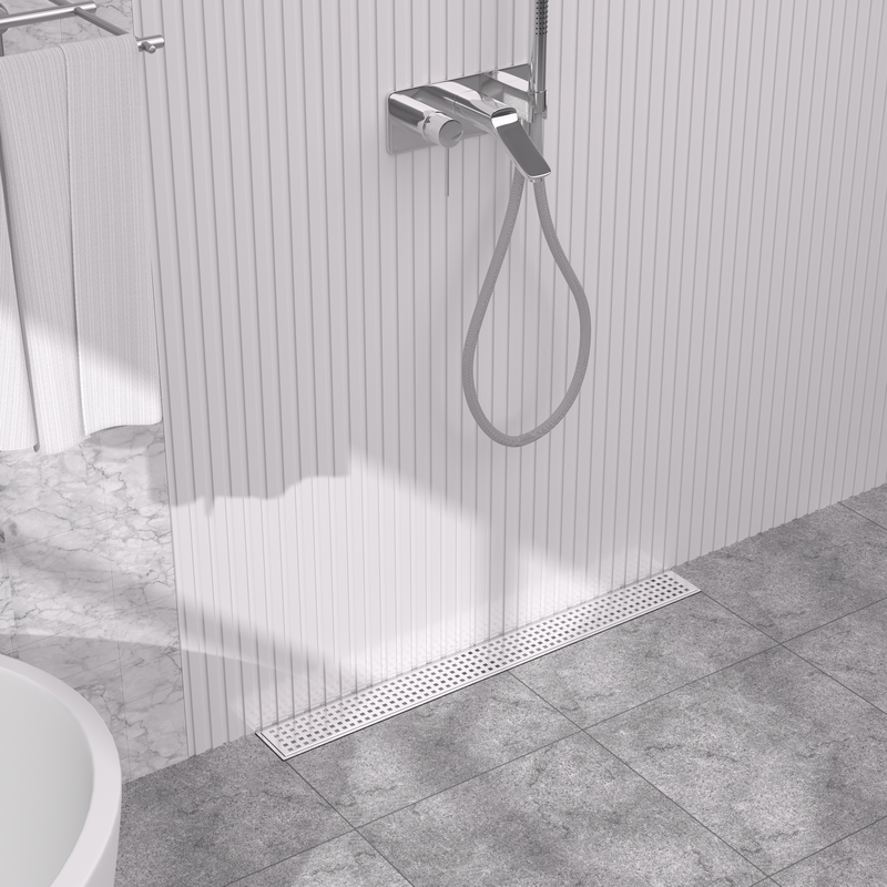 Linear Shower Drain with Vertical Outlet Bathroom - linear shower drain by Movanty, 304 stainless steel bathroom drainage manufacturer