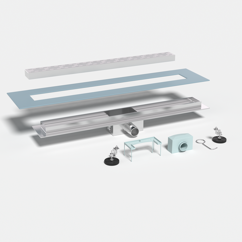 Linear Shower Drain with Vertical Outlet Bathroom - linear shower drain by Movanty, 304 stainless steel bathroom drainage manufacturer