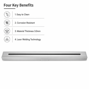 304 Stainless Steel Tile Insert Linear Shower Drain 2mm - tile insert linear shower drain by Movanty, 304 stainless steel bathroom drainage manufacturer