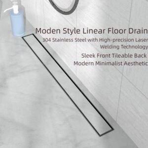 Tile Insert Linear Shower Drain 24 Inch Rectangular - tile insert linear shower drain by Movanty, 304 stainless steel bathroom drainage manufacturer