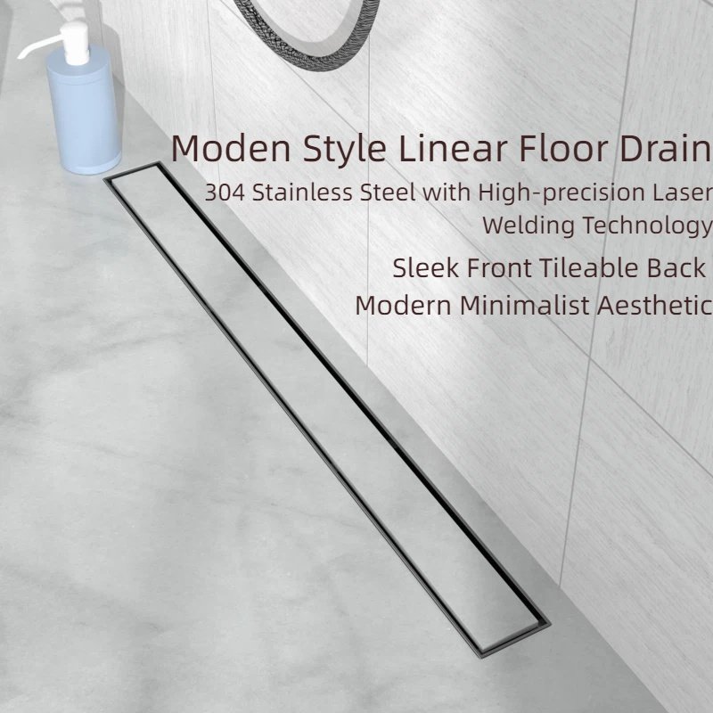 Tile Insert Linear Shower Drain 24 Inch Rectangular - tile insert linear shower drain by Movanty, 304 stainless steel bathroom drainage manufacturer