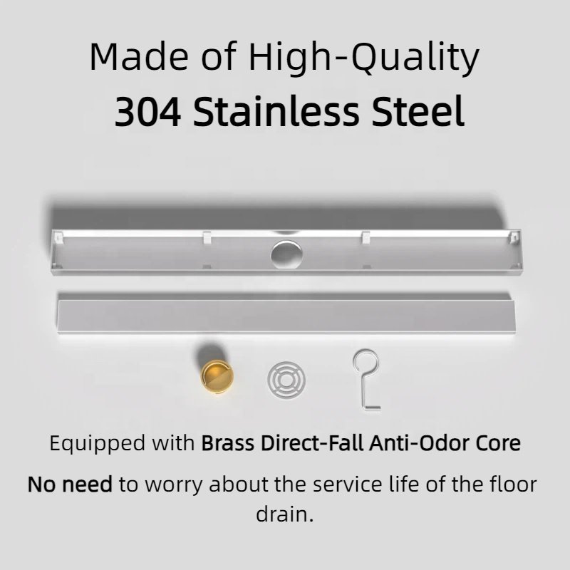 Gold 304 Stainless Steel Linear Shower Drain 12 Inch Hotel - linear shower drain by Movanty, 304 stainless steel bathroom drainage manufacturer