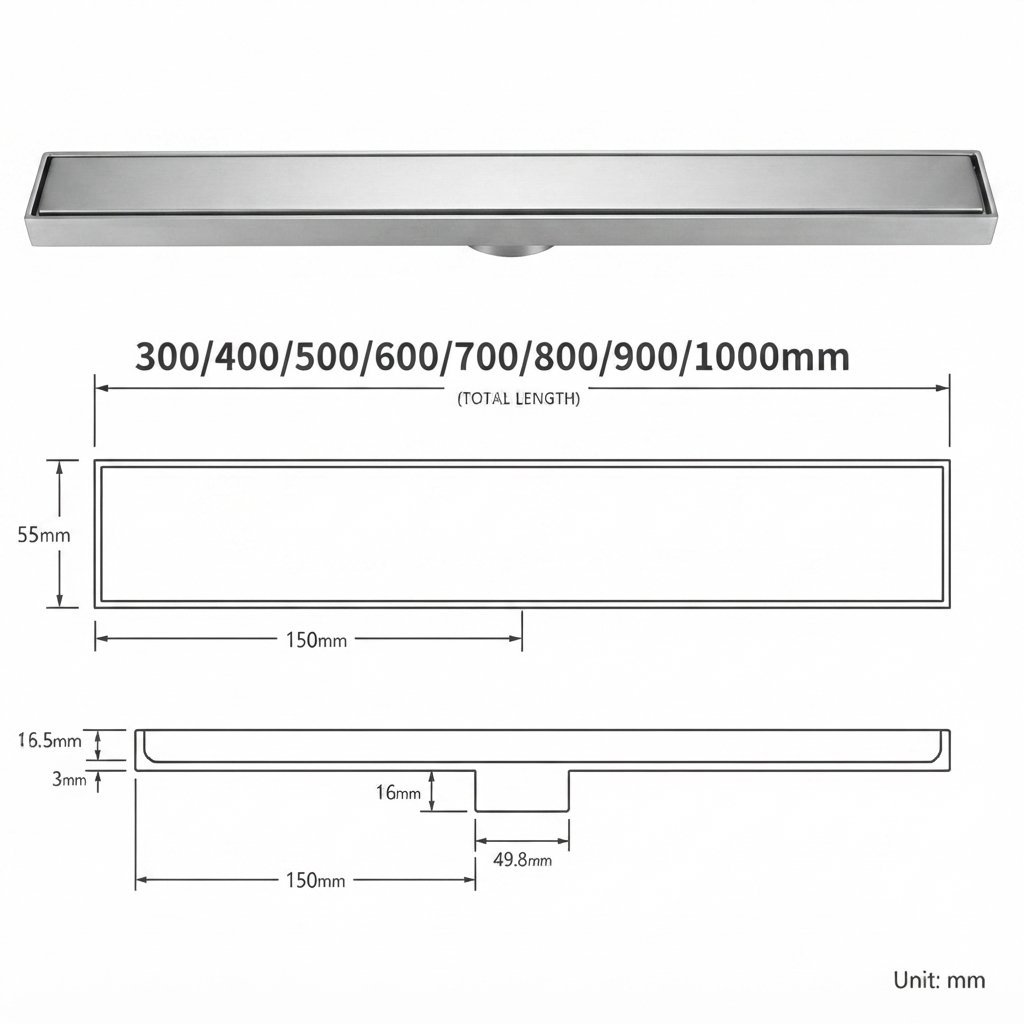 Gold 304 Stainless Steel Linear Shower Drain 12 Inch Hotel stainless steel bathroom product