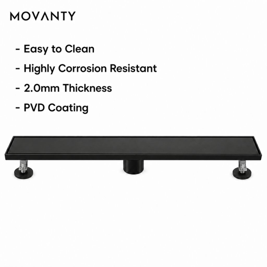 Black PVD 304 Stainless Steel Linear Shower Drain 2mm OEM stainless steel bathroom product