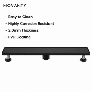 Black PVD 304 Stainless Steel Linear Shower Drain 2mm OEM - linear shower drain by Movanty, 304 stainless steel bathroom drainage manufacturer