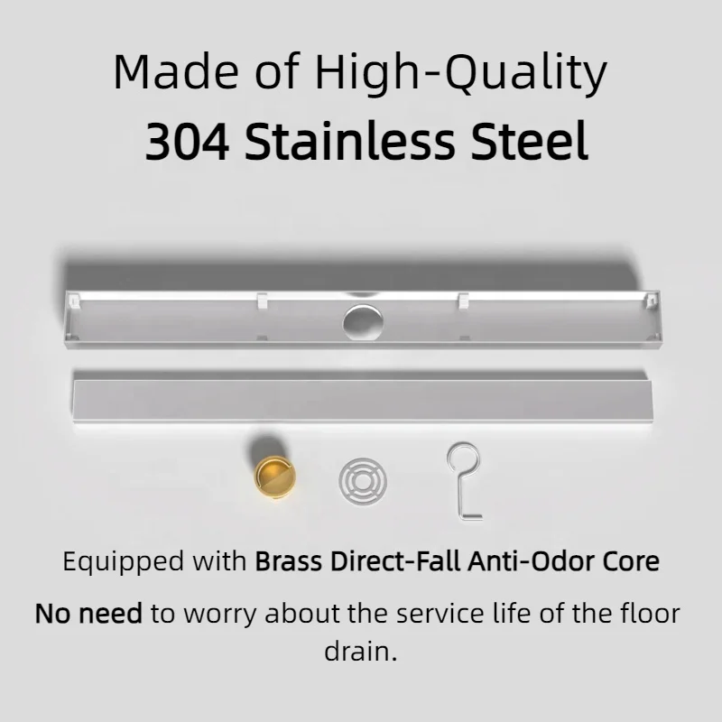 304 Stainless Steel Linear Shower Drain 2mm Rectangular - linear shower drain by Movanty, 304 stainless steel bathroom drainage manufacturer