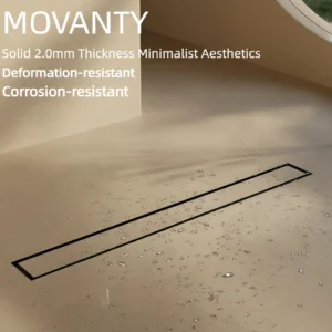 304 Stainless Steel Tile Insert Linear Shower Drain - tile insert linear shower drain by Movanty, 304 stainless steel bathroom drainage manufacturer