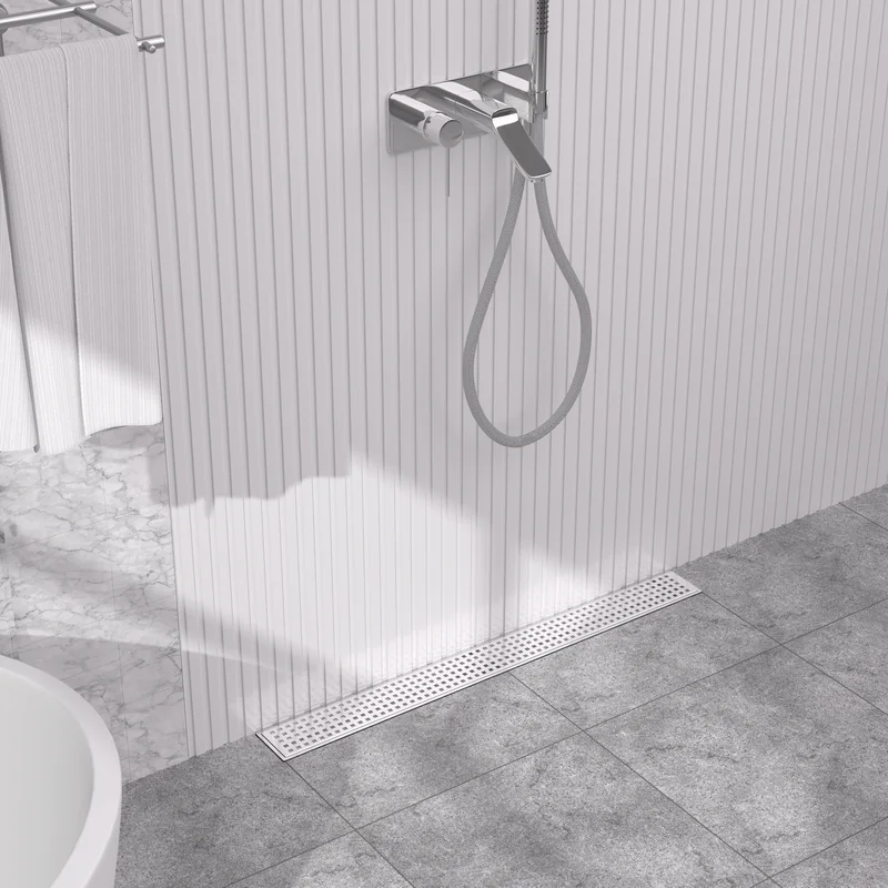 Chrome Stainless Steel Linear Shower Drain Rectangular - linear shower drain by Movanty, 304 stainless steel bathroom drainage manufacturer