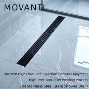 304 Stainless Steel Linear Shower Drain Anti Odor - linear shower drain by Movanty, 304 stainless steel bathroom drainage manufacturer